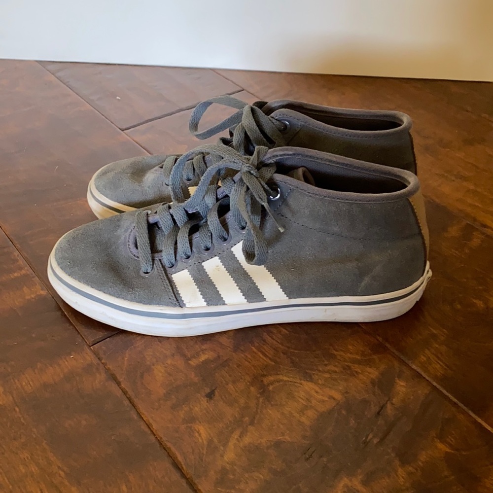 Grey Faux Suede Adidas Mid-Top Sneakers